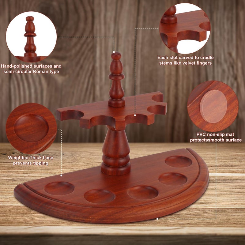 Prometis Solid Rosewood Pipe Stand Holder for 5 Pipes - Artisan Handcrafted Tobacco Pipe Luxury Organizer with Roman Columns| Natural Wood Grain Display & Collector's Storage Rack(Tobacco Pipe Not Included) - Image 2